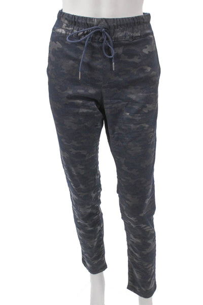 Flog Womens Blue Camouflage Cotton Drawstring Jogger Pants Size 30