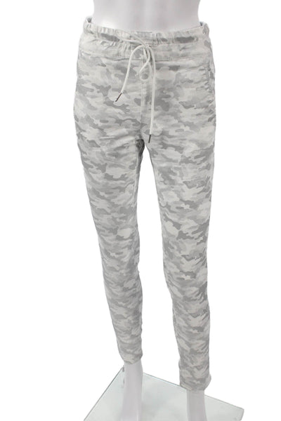 Flog Women Joggers White Cotton Camouflage Drawstring Size 24