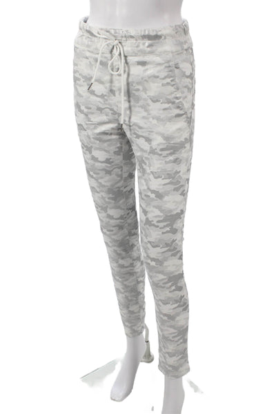 Flog Women Joggers White Cotton Camouflage Drawstring Size 24