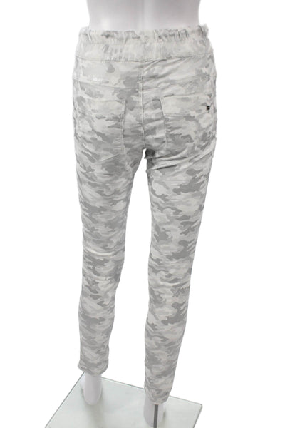 Flog Women Joggers White Cotton Camouflage Drawstring Size 24