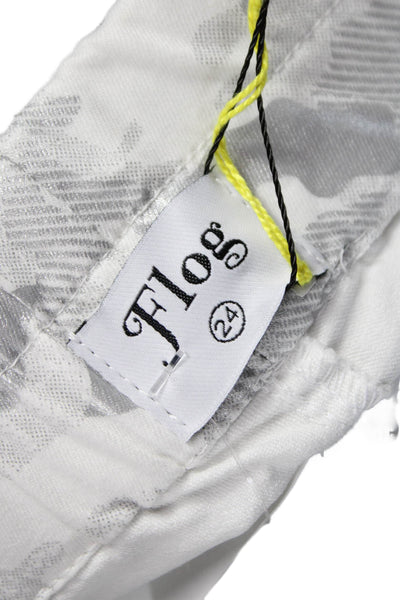 Flog Women Joggers White Cotton Camouflage Drawstring Size 24