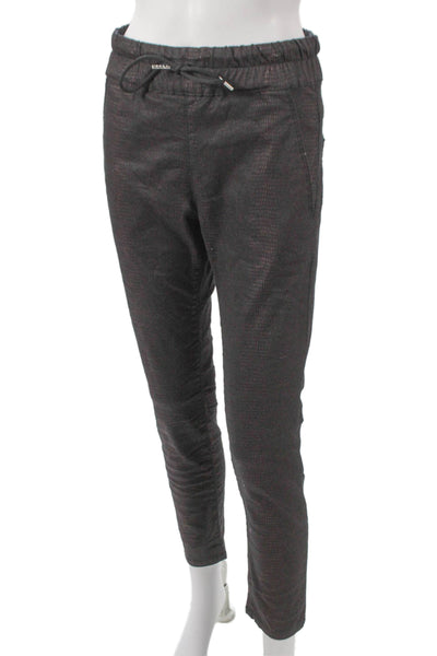 Flog Womens Jogger Pants Black Cotton Geometric Drawstring Size 25