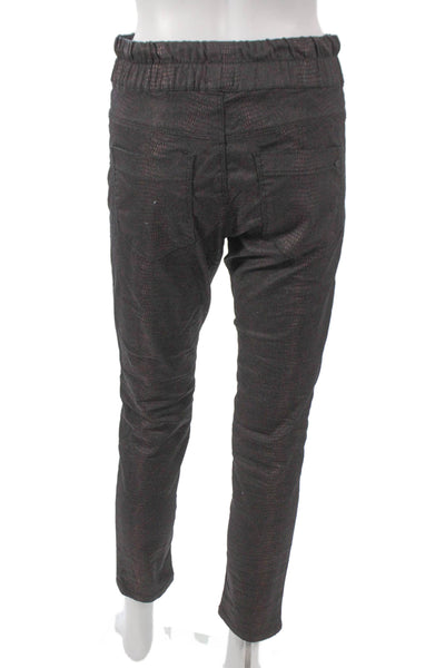 Flog Womens Jogger Pants Black Cotton Geometric Drawstring Size 25