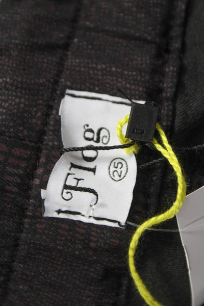 Flog Womens Jogger Pants Black Cotton Geometric Drawstring Size 25