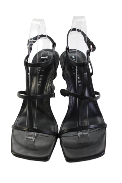 Marc Fisher Womens Leather Strappy Square Toe Heels Shoes Black Size 7M