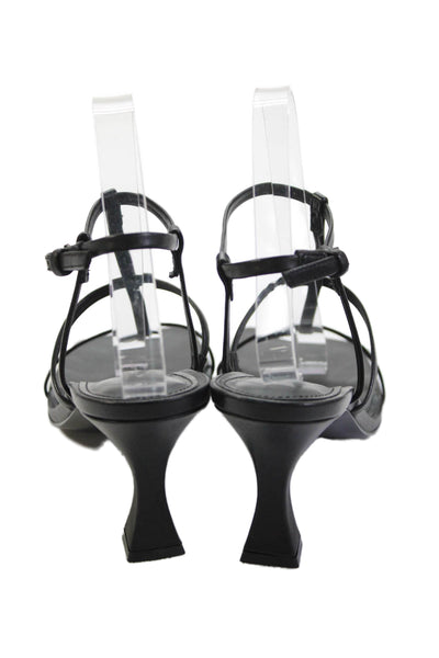 Marc Fisher Womens Leather Strappy Square Toe Heels Shoes Black Size 7M
