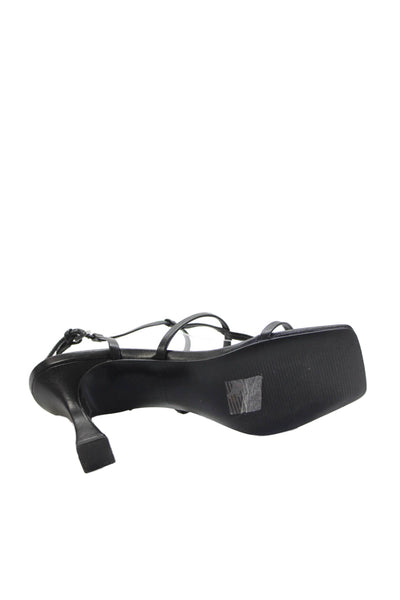 Marc Fisher Womens Leather Strappy Square Toe Heels Shoes Black Size 7M