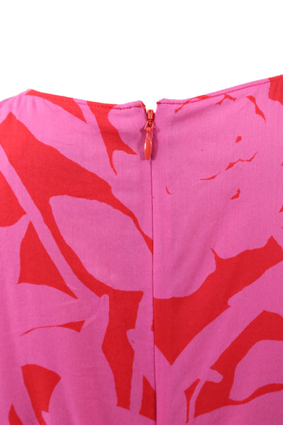 Vineyard Vines Women Pink Floral Cotton V-Neck Sleeveless Jumpsuit Tie Size 2