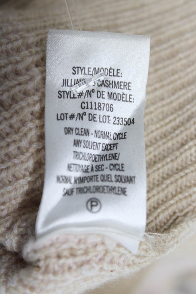 Theory Womens Cashmere Striped Boat Neck Long Sleeve Pullover Beige Size S