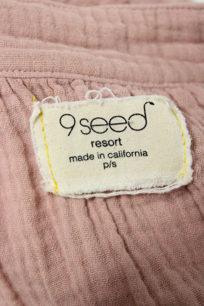 9 Seed Womens Tunic Blouse Pink V Neck 3/4 Sleeve Cotton Size 0P