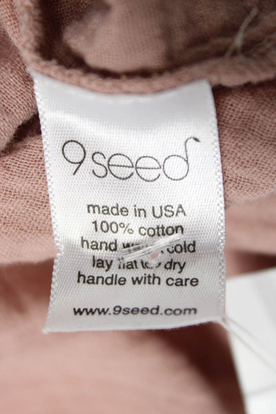 9 Seed Womens Tunic Blouse Pink V Neck 3/4 Sleeve Cotton Size 0P
