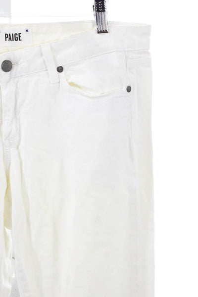 Paige Womens Skinny Jeans White Cotton Mid Rise Button Closure Size 29