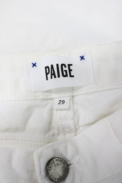 Paige Womens Skinny Jeans White Cotton Mid Rise Button Closure Size 29