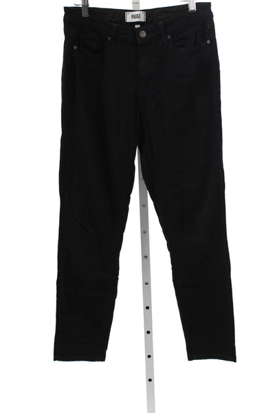Paige Women Skinny Jeans Black Mid Rise Cotton Blend Button Size 29