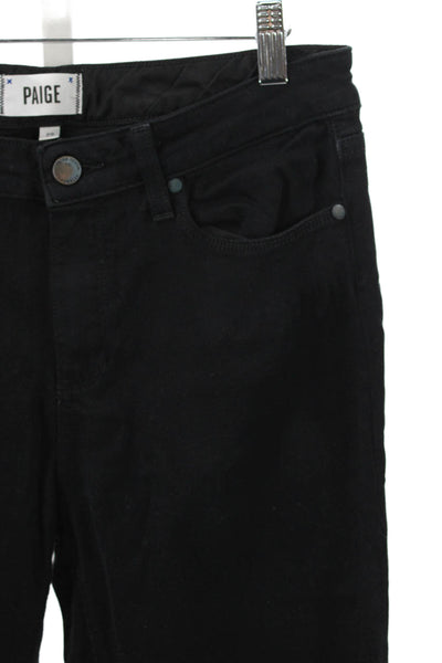Paige Women Skinny Jeans Black Mid Rise Cotton Blend Button Size 29