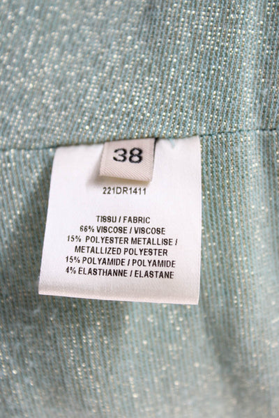 Alexandre Vauthier Women Wrap Dress Green Viscose V Neck Long Sleeve Size 38