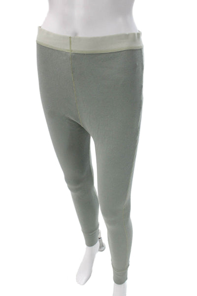 Skims Women Ankle Leggings Green Cotton Solid Size L