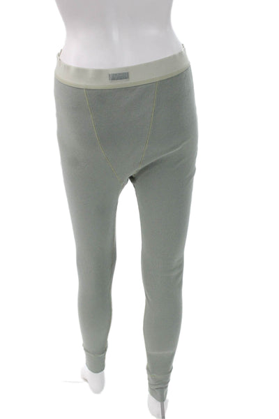 Skims Women Ankle Leggings Green Cotton Solid Size L