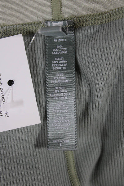 Skims Women Ankle Leggings Green Cotton Solid Size L