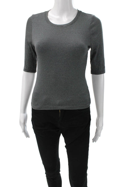 Michael Stars Women Basic Gray Crew Neck 3/4 Sleeve Nylon T-Shirt Size One Size