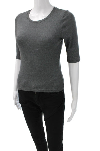 Michael Stars Women Basic Gray Crew Neck 3/4 Sleeve Nylon T-Shirt Size One Size