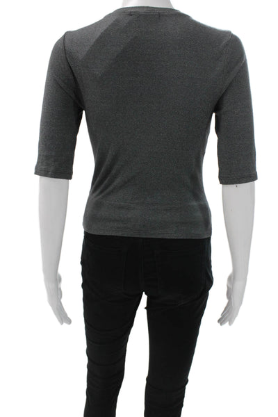 Michael Stars Women Basic Gray Crew Neck 3/4 Sleeve Nylon T-Shirt Size One Size