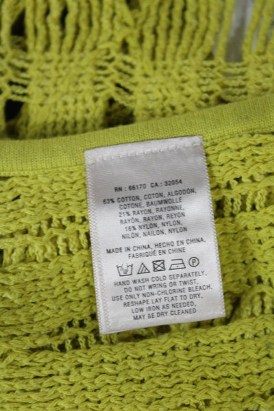Moth Womens Yellow Short Sleeve Pullover Sweater Geometric Petite Size XS