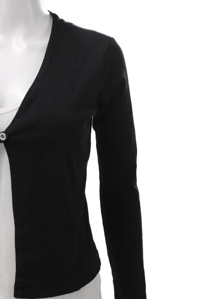 James Perse Women Cardigan Black V-Neck Polyester Long Sleeve Size XS