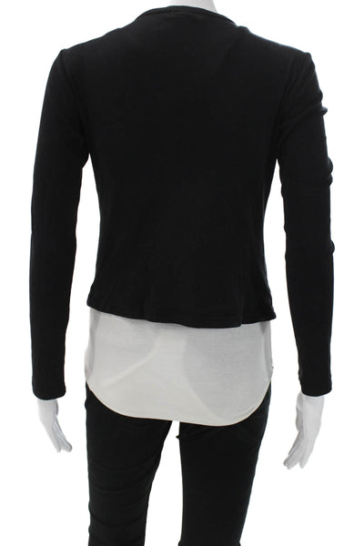 James Perse Women Cardigan Black V-Neck Polyester Long Sleeve Size XS