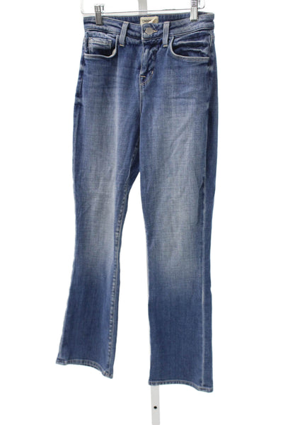 L'Agence Women Bootcut Jeans Blue Mid Rise Cotton Blend 25in Inseam Size 24