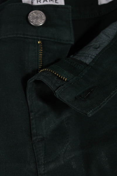 Frame Women Straight Jeans Green Cotton Button Size 26