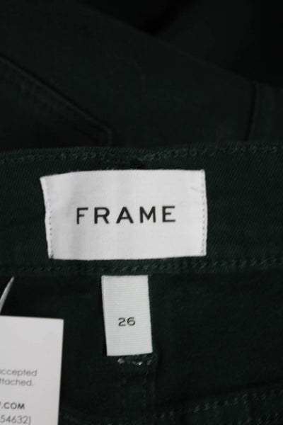 Frame Women Straight Jeans Green Cotton Button Size 26