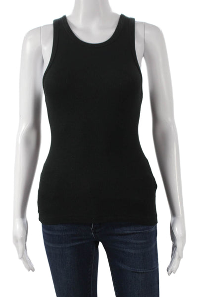 Club Monaco Women Basic Sleeveless Tank Black Round Neck Size XS