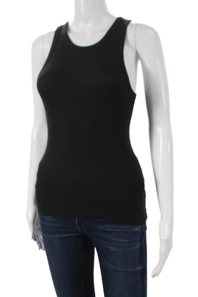 Club Monaco Women Basic Sleeveless Tank Black Round Neck Size XS