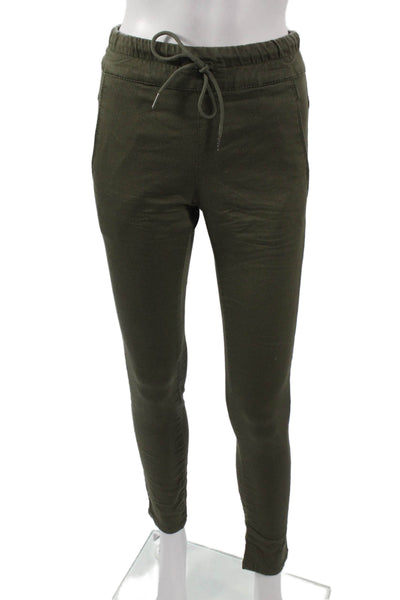 Flog Womens Jogger Pants Green Cotton Drawstring Size 24