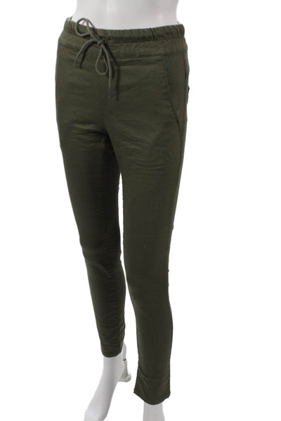 Flog Womens Jogger Pants Green Cotton Drawstring Size 24