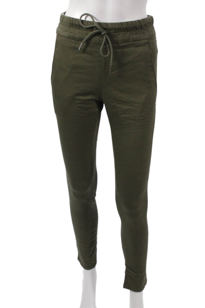 Flog Womens Jogger Pants Green Cotton Drawstring Size 24