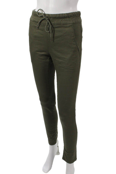 Flog Womens Jogger Pants Green Cotton Drawstring Size 24