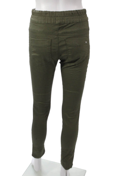 Flog Womens Jogger Pants Green Cotton Drawstring Size 24