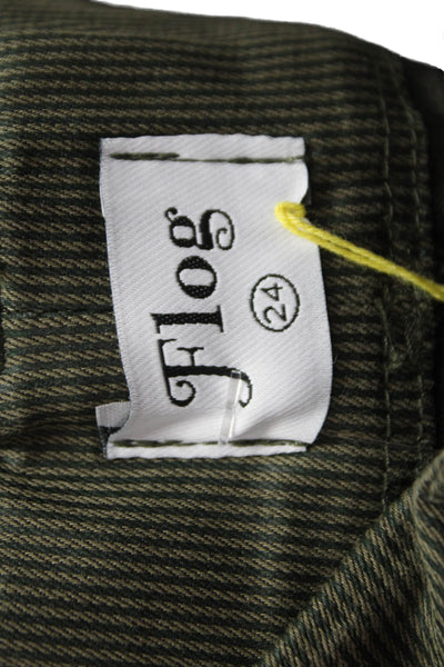 Flog Womens Jogger Pants Green Cotton Drawstring Size 24