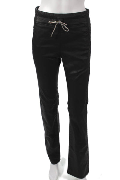 Flog Womens Jogger Pants Black Drawstring 98% Cotton 2% Lycra Size 24