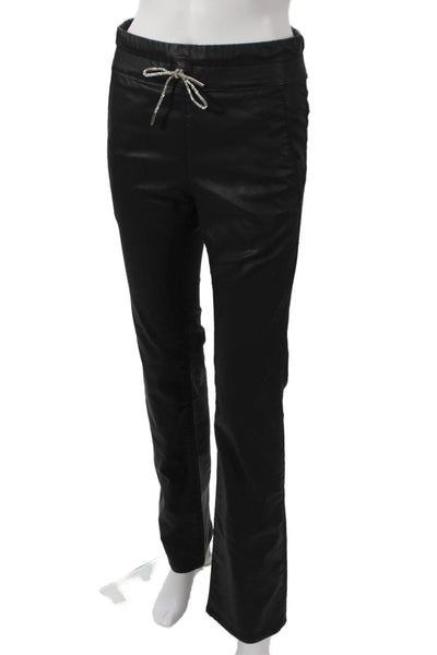 Flog Womens Jogger Pants Black Drawstring 98% Cotton 2% Lycra Size 24