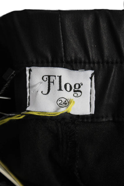 Flog Womens Jogger Pants Black Drawstring 98% Cotton 2% Lycra Size 24