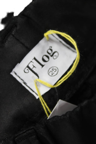 Flog Women Ankle Pants Black Cotton Button Size 25