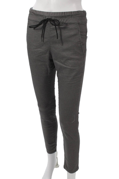 Flog Womens Gray Cotton Check Drawstring Jogger Pants Size 24