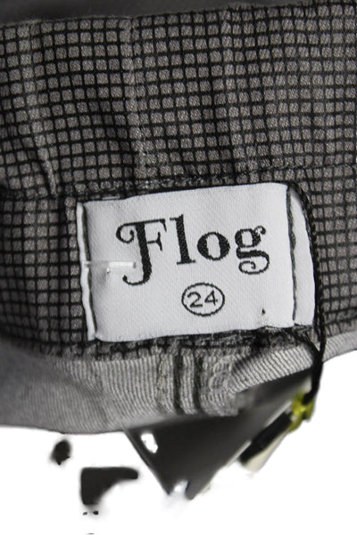 Flog Womens Gray Cotton Check Drawstring Jogger Pants Size 24