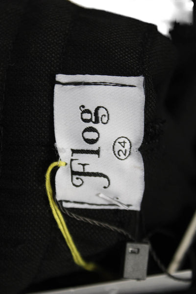 Flog Womens Cargo Pants Black Cotton Drawstring Inseam 30 Size 24