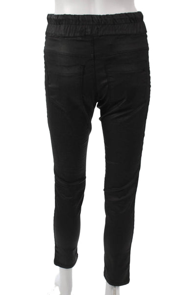 Flog Womens Jogger Pants Black Cotton Drawstring Inseam 28 Size 24