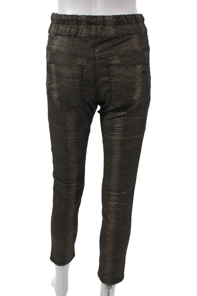 Flog Women Ankle Pants Black Animal Print Cotton Drawstring Size 24
