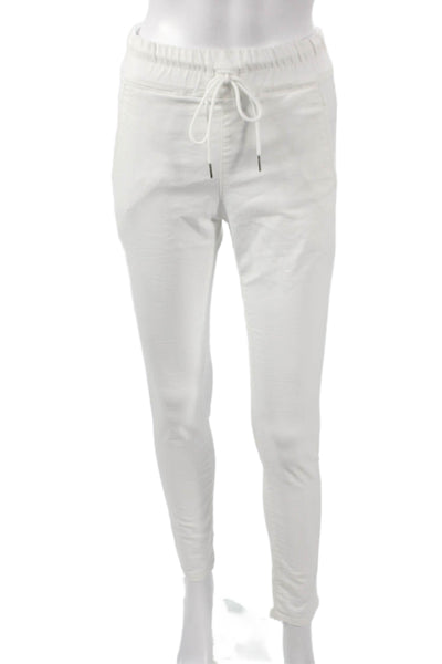 Flog Women Jogger Pants White Drawstring Cotton Size 25